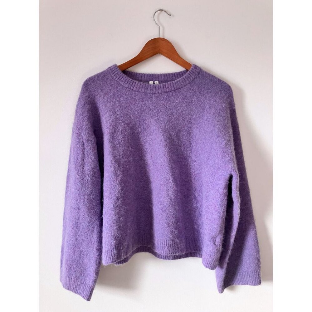 ARKET Bell-Sleeve Alpaca Jumper Purple Size Medium - Picture 3 of 7